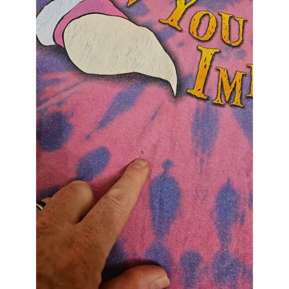 Alice Wonderland Cheshire Cat Shirt Womens LARGE Purple Pink Tie Dye - Picture 3 of 9